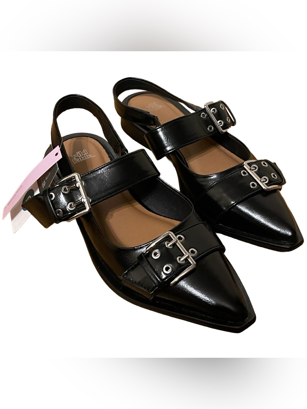 Wild Fable “Peyton” Women’s 9 Double Buckle Slingback Flats Memory Foam Insole